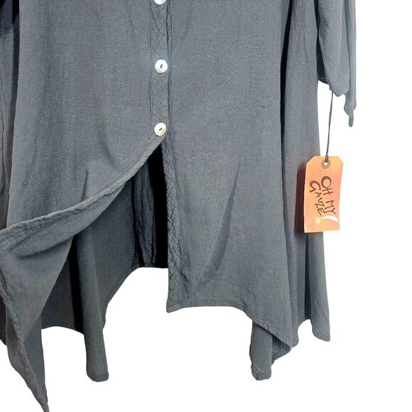 Oh My Gauze Btn Up Cotton Tunic Top CoverUp Sz L/XL Lightweight Handpockets NWT - Picture 5 of 9